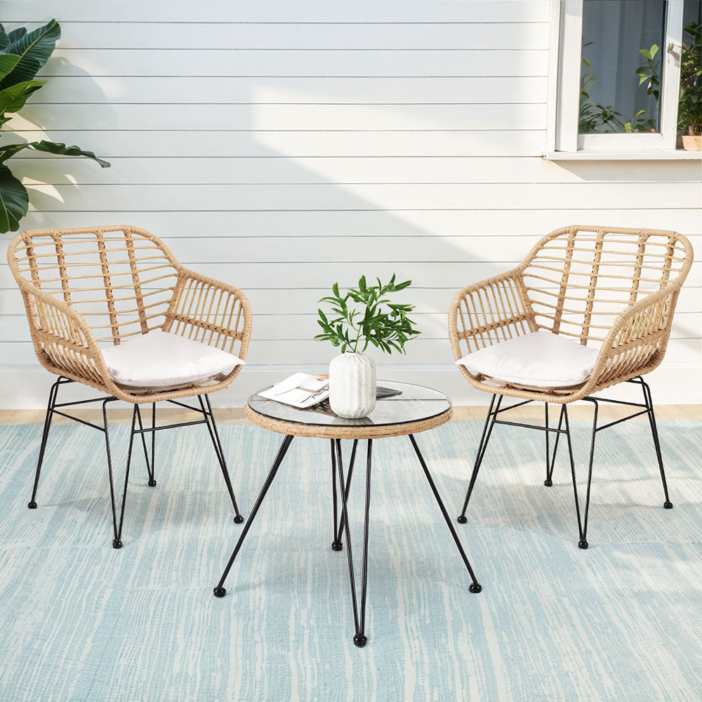 Helensvale natural wicker outdoor lounge set in an outdoor setting