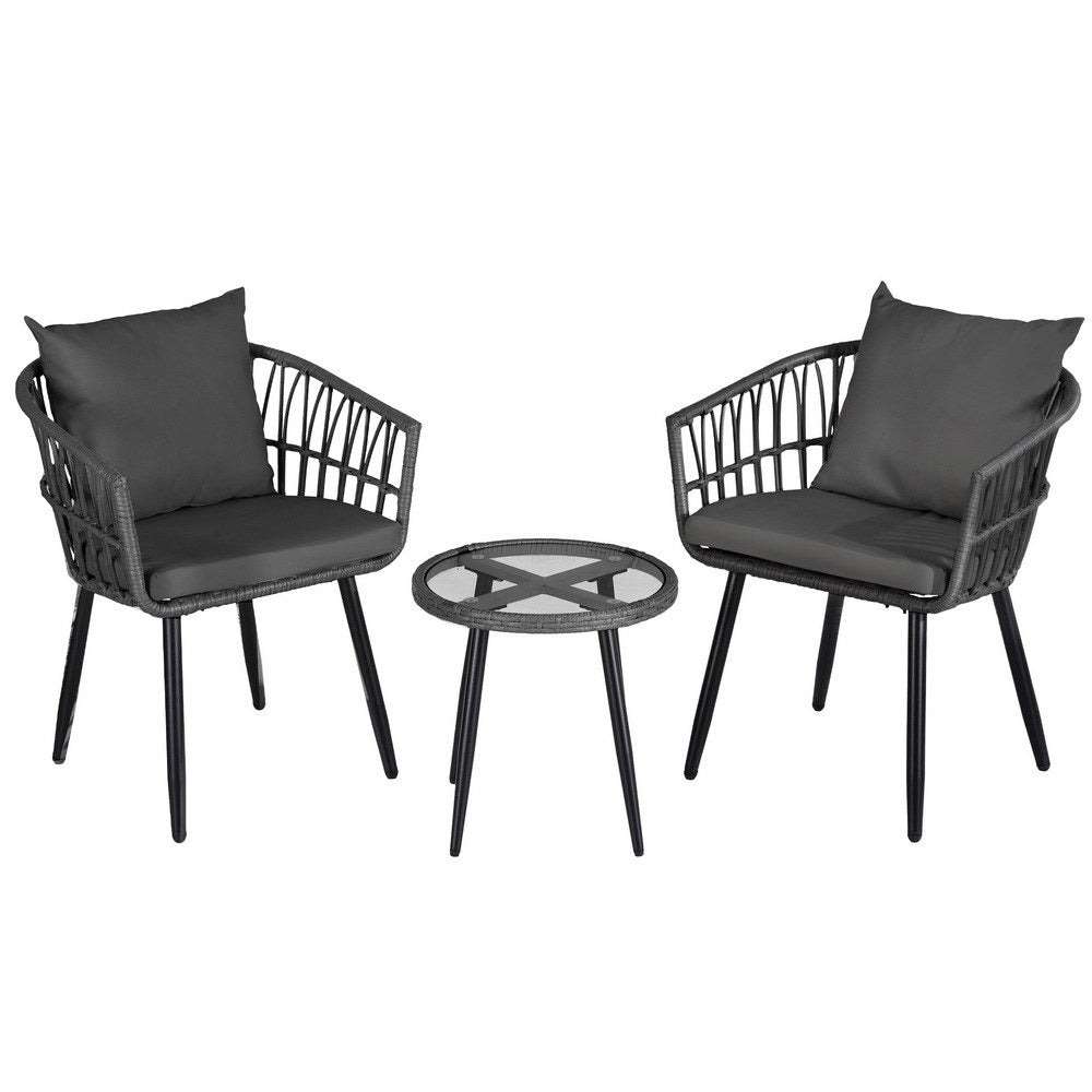 Carrara grey wicker outdoor lounge set in an outdoor setting