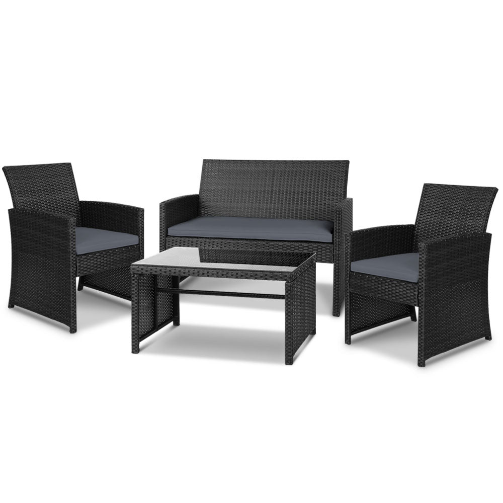 Dundowran 4 Piece Outdoor Sofa Set, Black