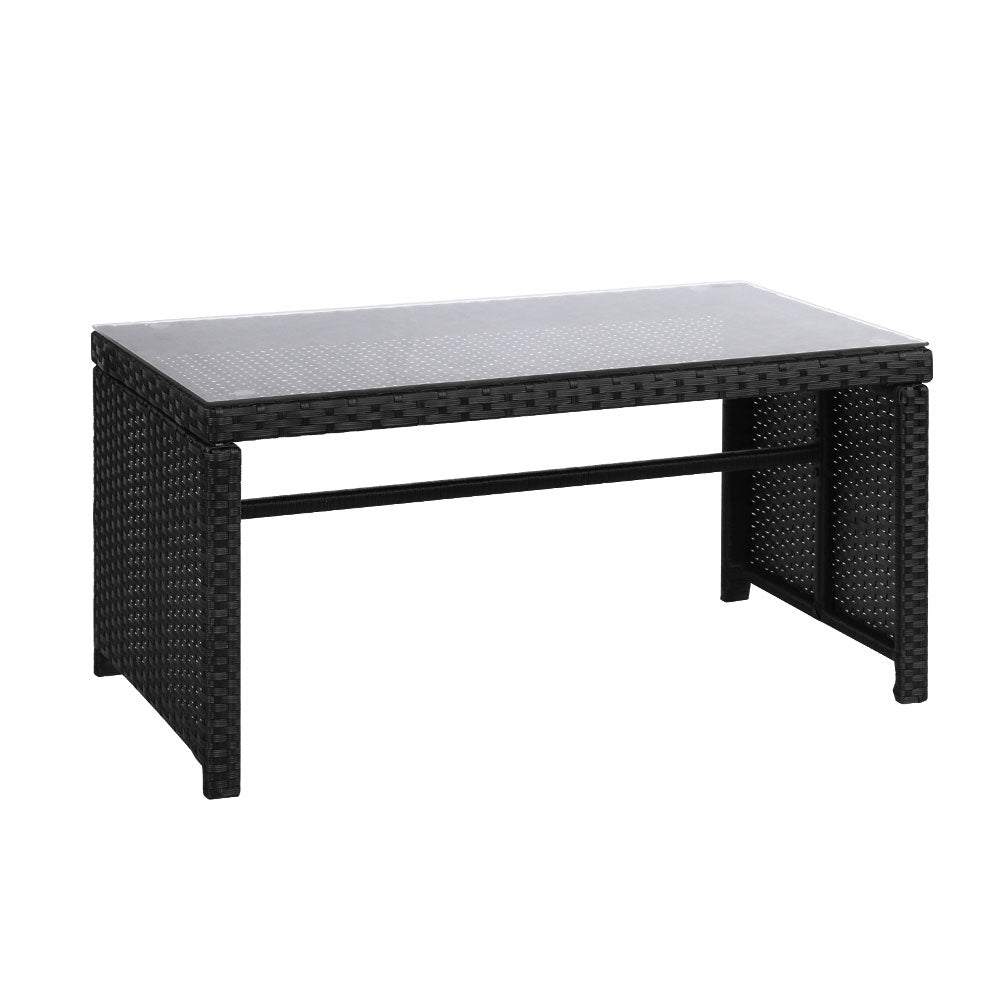 Dundowran 4 Piece Outdoor Sofa Set with Storage Cover, Black