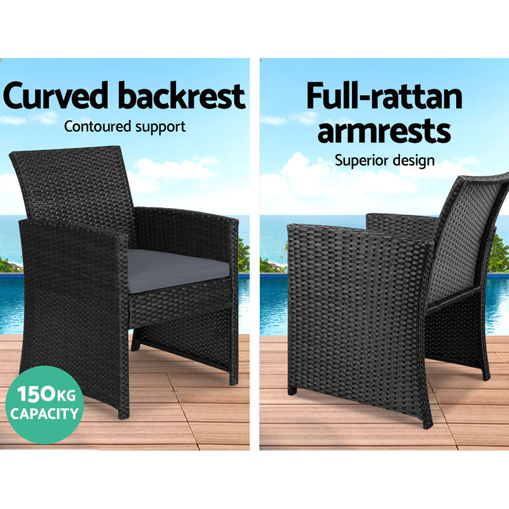 Dundowran 4 Piece Outdoor Sofa Set with Storage Cover, Black