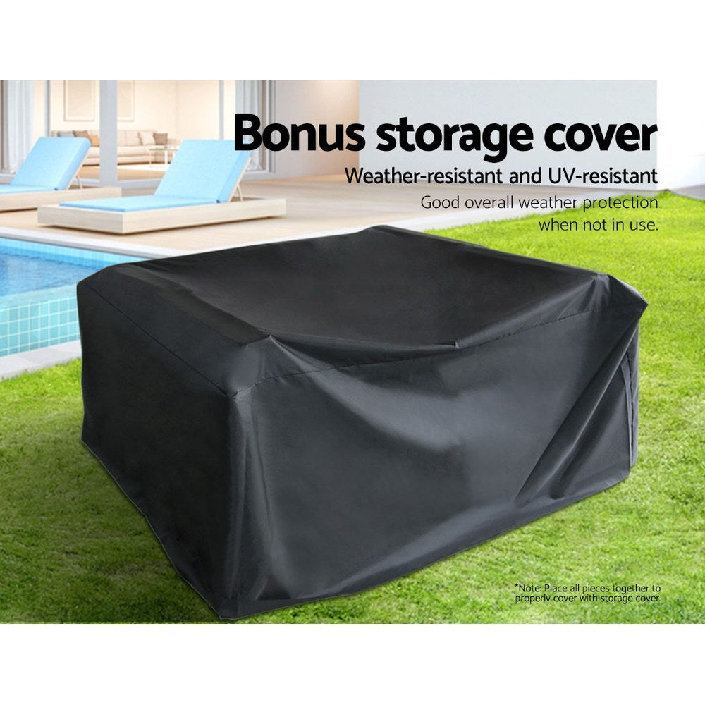 Dundowran 4 Piece Outdoor Sofa Set with Storage Cover, Black