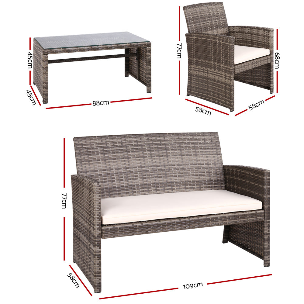Dundowran 4 Piece Outdoor Sofa Set, Grey