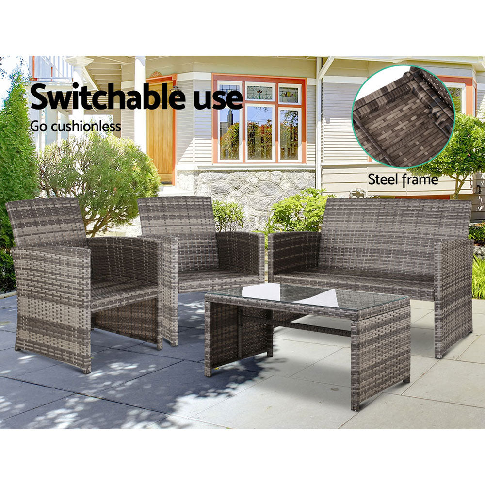 Dundowran 4 Piece Outdoor Sofa Set, Grey