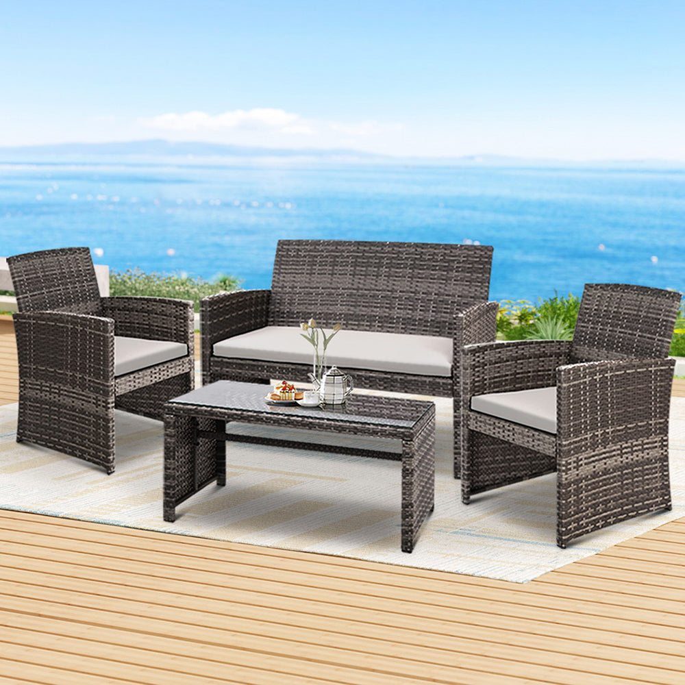 Dundowran 4 Piece Outdoor Sofa Set, Grey