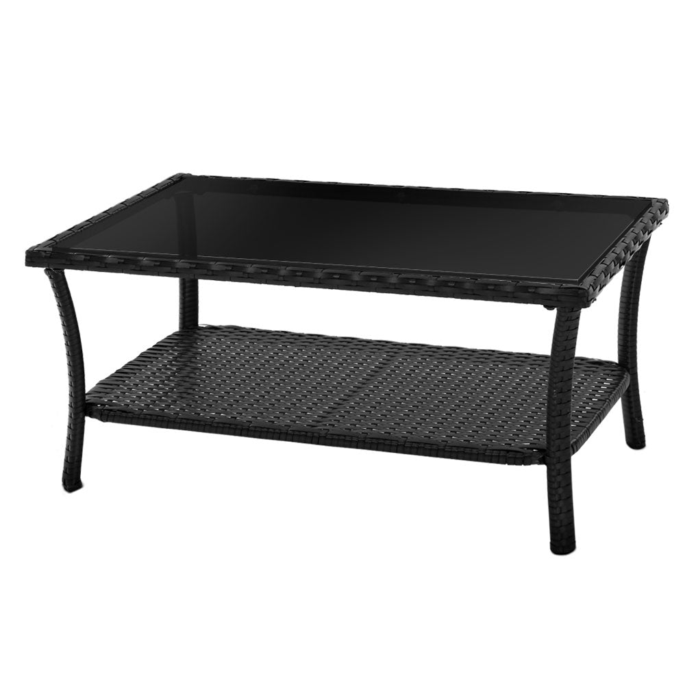 Mudgeeraba 4 Piece Outdoor Lounge Set, Black Wicker