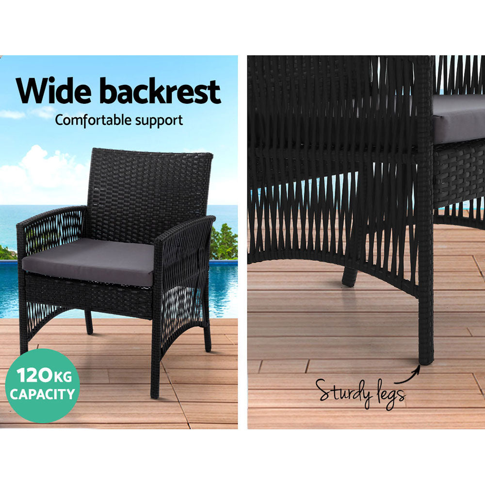 Mudgeeraba 4 Piece Outdoor Lounge Set, Black Wicker