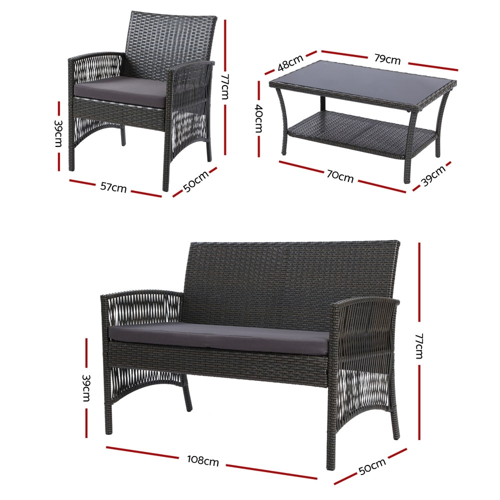 Arcadia 4 Piece Outdoor Sofa Set, Grey