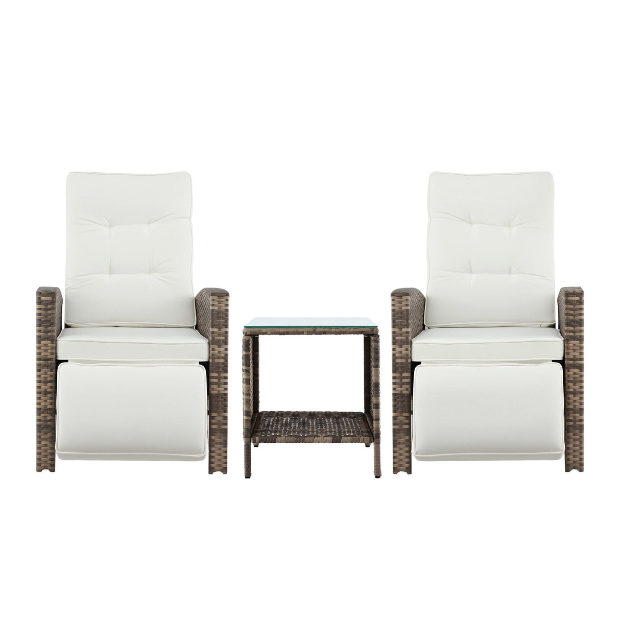 Nambour 3 Piece Outdoor Recliner Set, Brown
