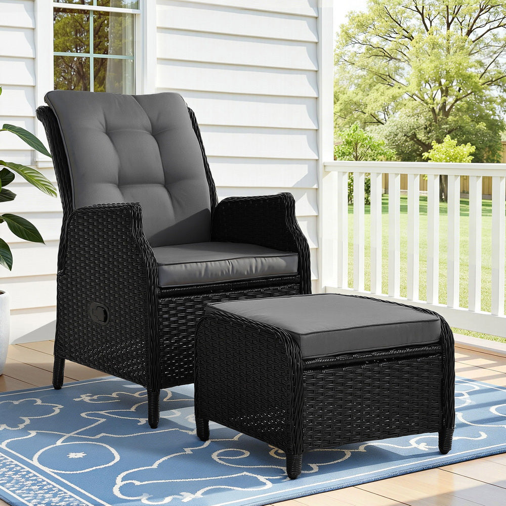 Cairns 2 Piece Outdoor Recliner Set, Black