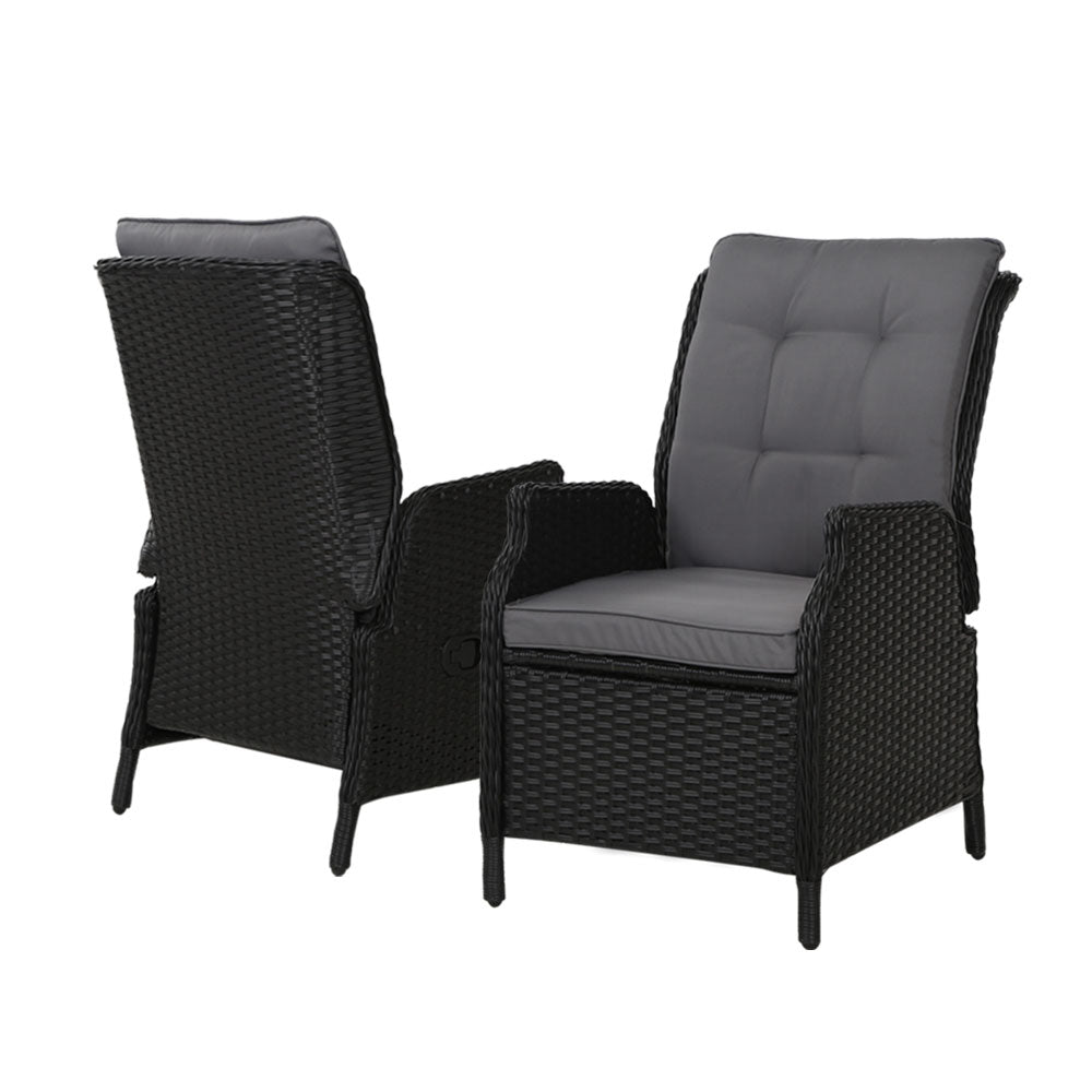 Cairns 4 Piece Outdoor Recliner Set, Black