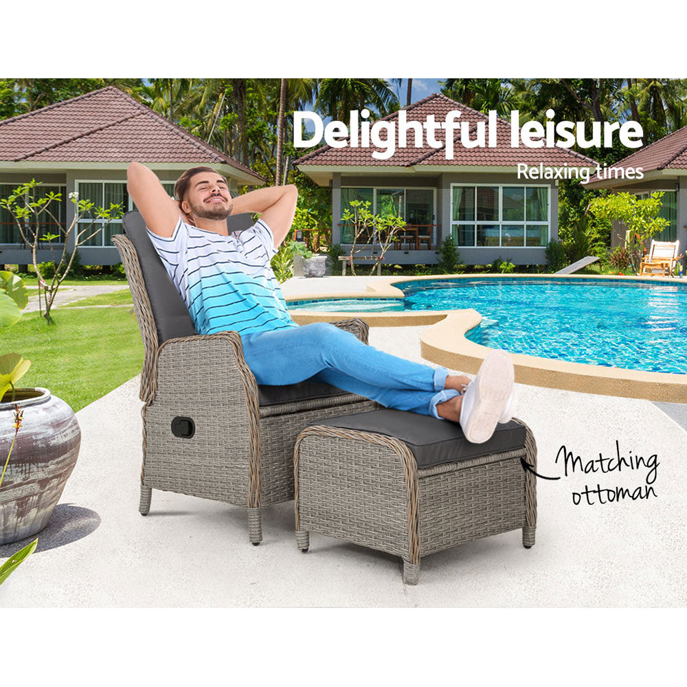 Cairns 2 Piece Outdoor Recliner Set, Grey