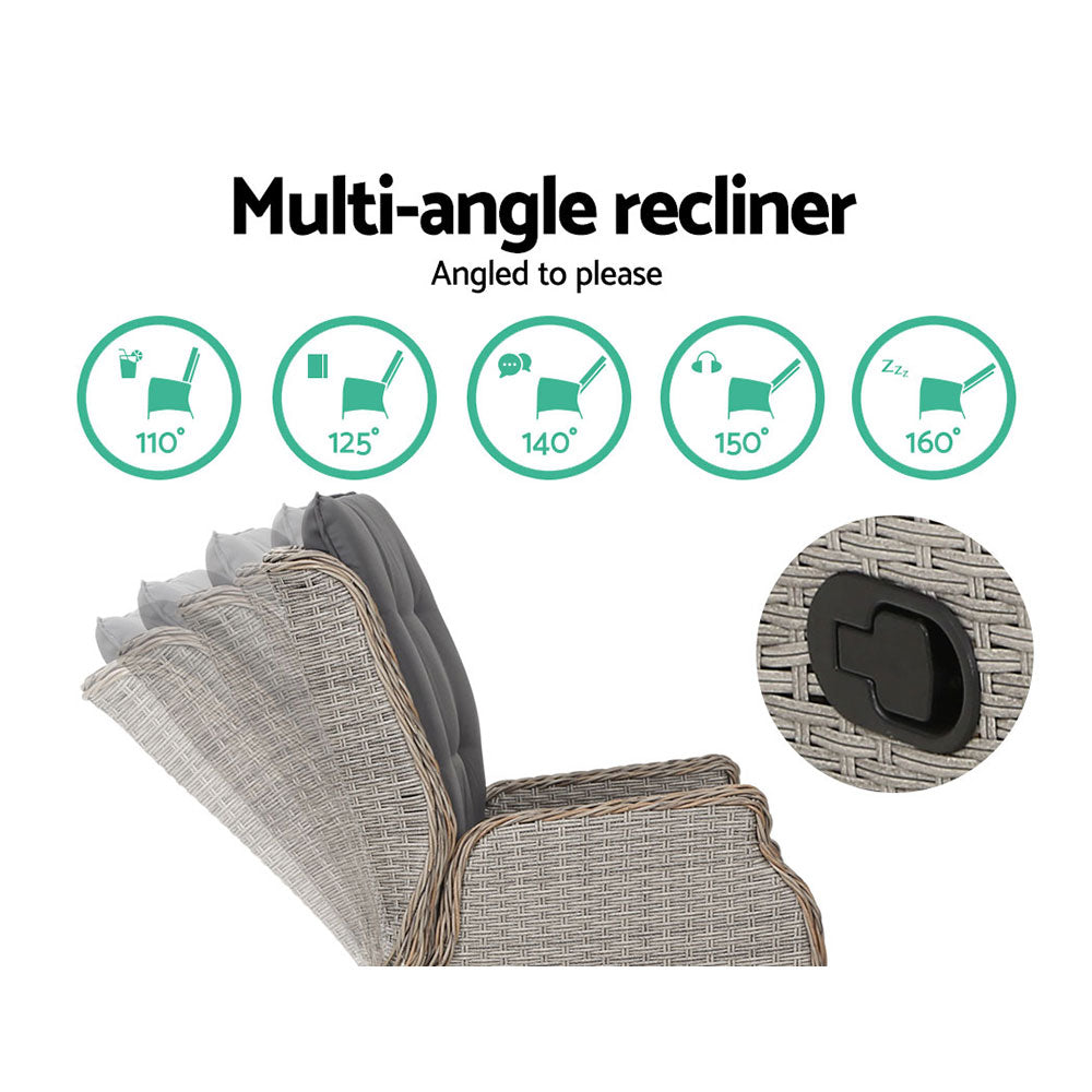 Cairns 2 Piece Outdoor Recliner Set, Grey