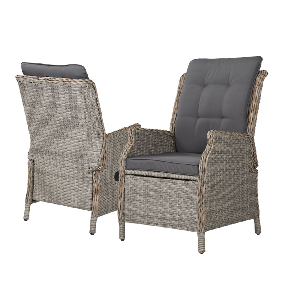 Cairns 4 Piece Outdoor Recliner Set, Grey