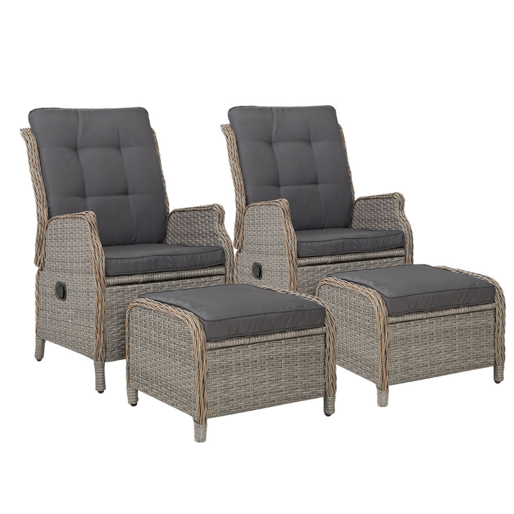 Cairns 4 Piece Outdoor Recliner Set, Grey