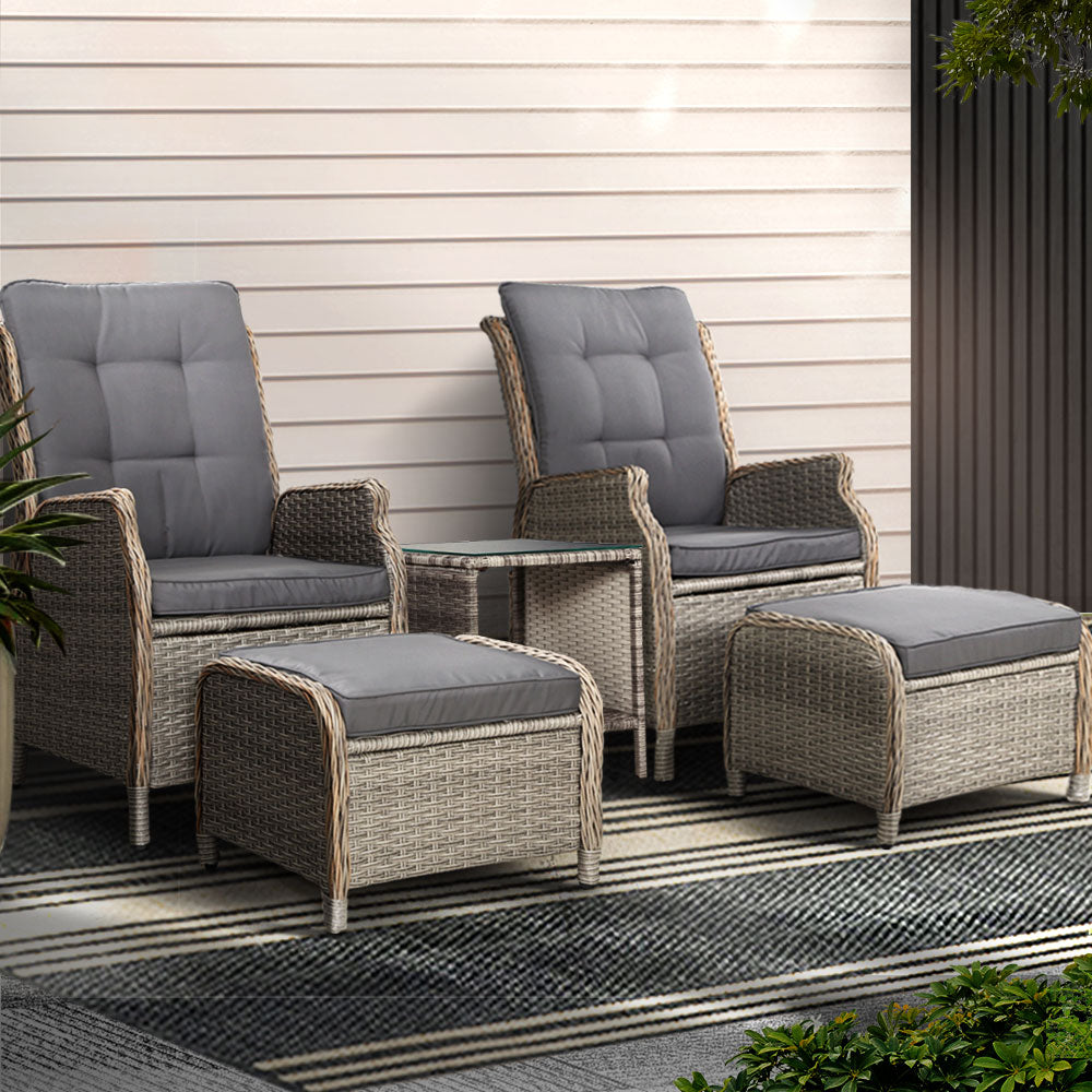 Montville 5 Piece Outdoor Recliner Set, Grey