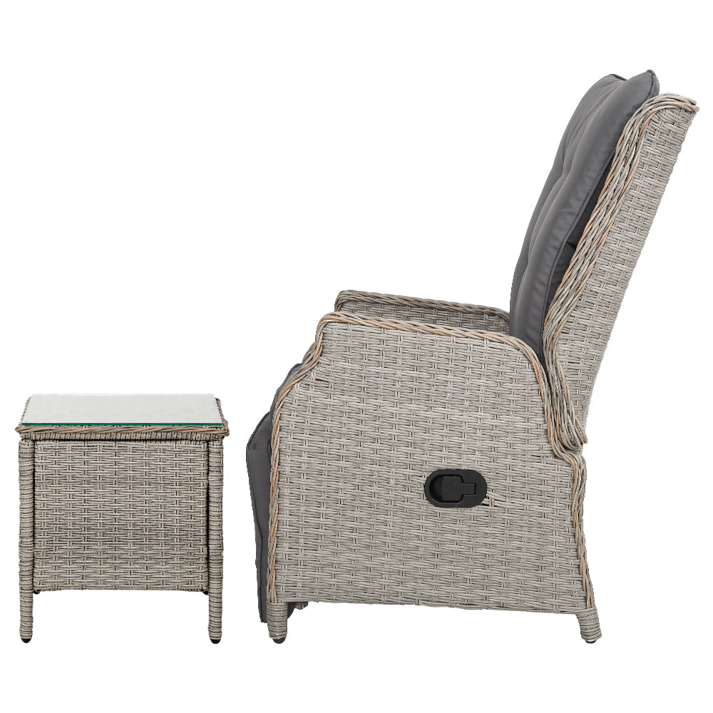 Yaroomba 3 Piece Outdoor Recliner Set, Grey