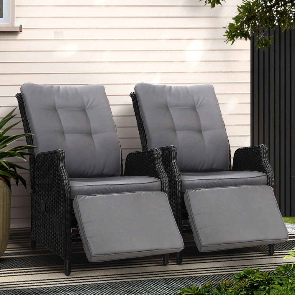 Midge Point 2 Piece Recliner Set, Black