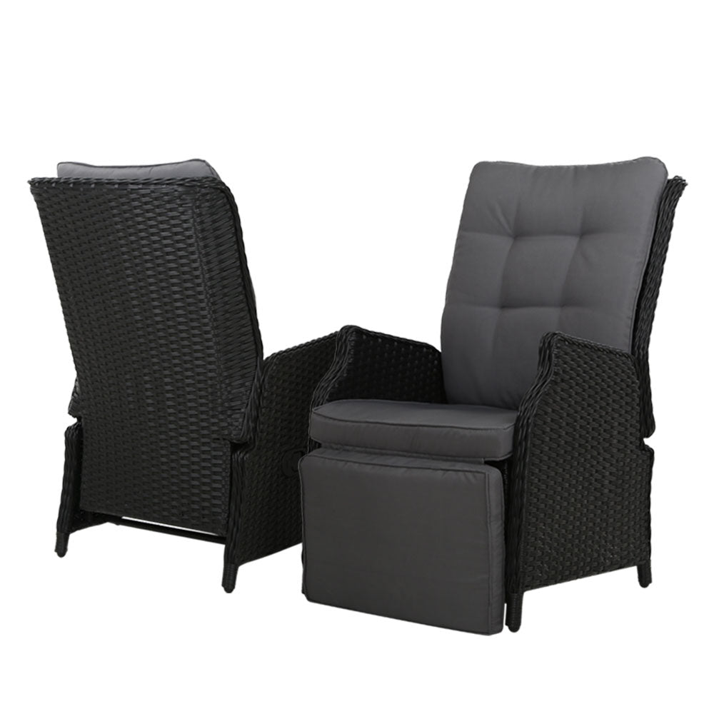 Midge Point 2 Piece Recliner Set, Black