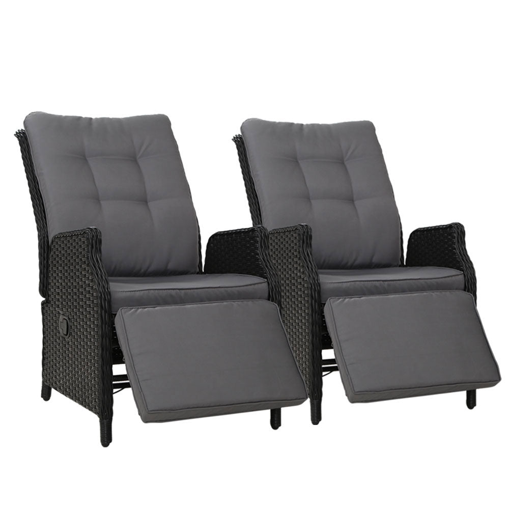 Midge Point 2 Piece Recliner Set, Black