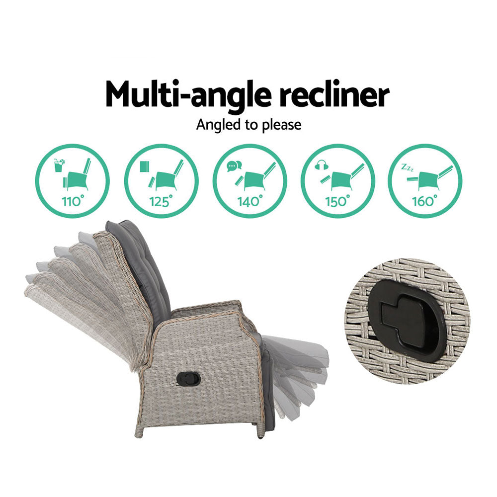 Midge Point 2 Piece Recliner Set, Grey