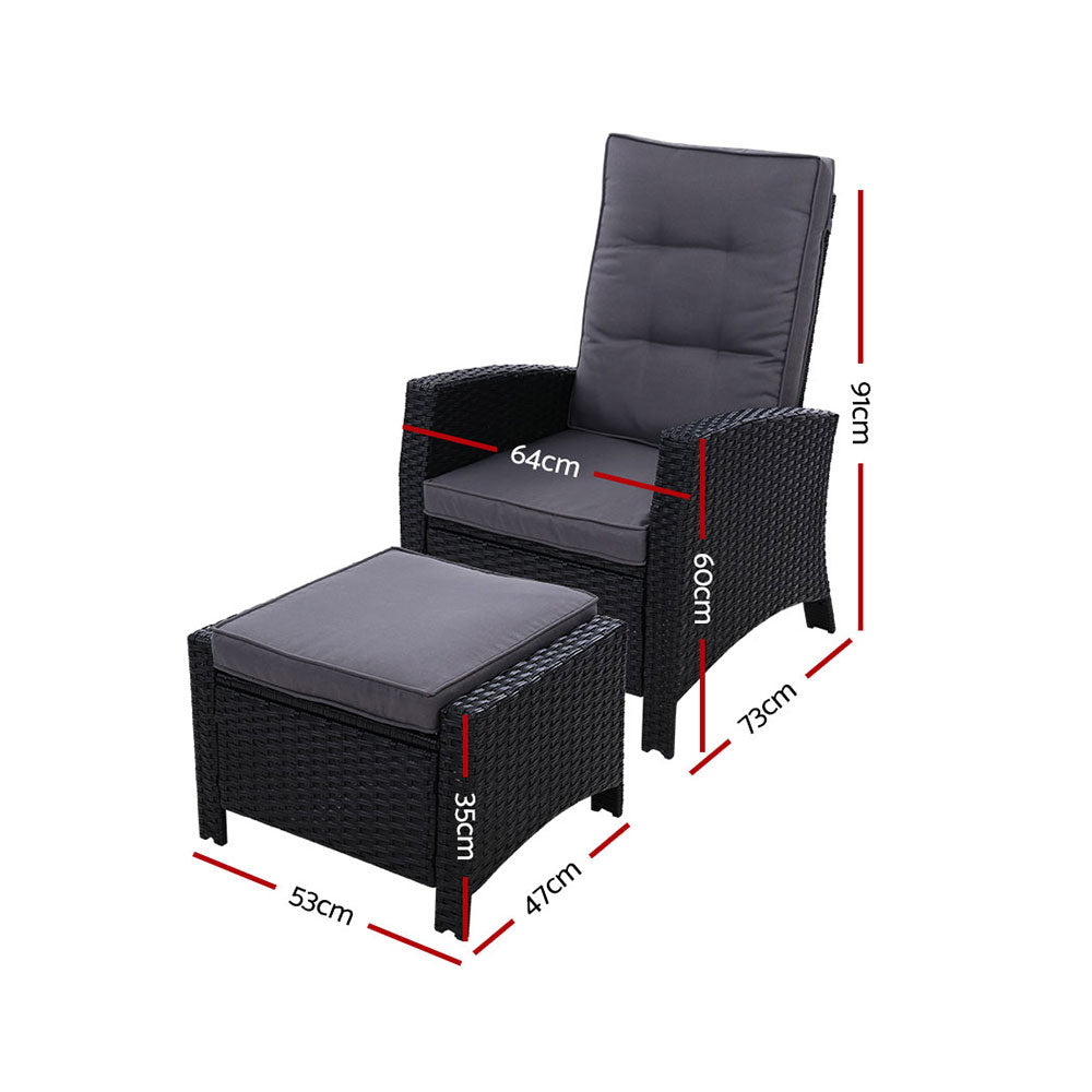 Halifax 2 Piece Recliner Set, Black
