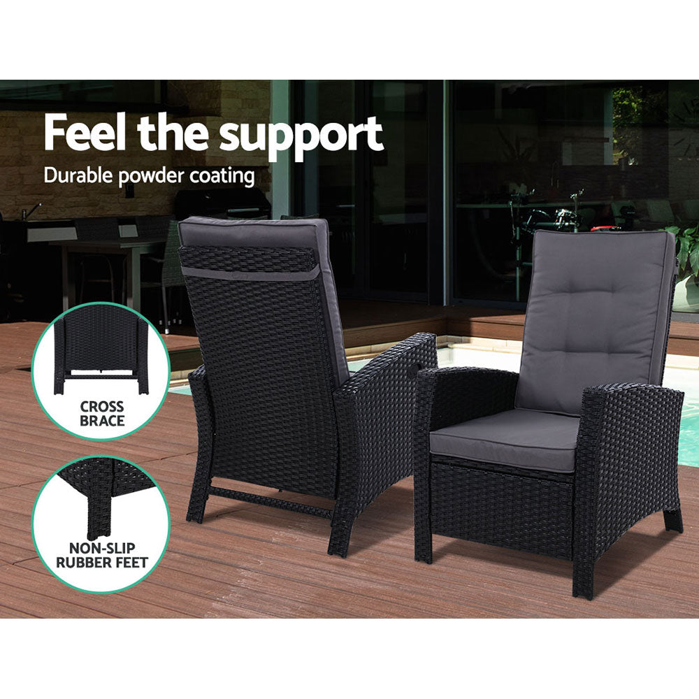 Halifax 2 Piece Recliner Set, Black