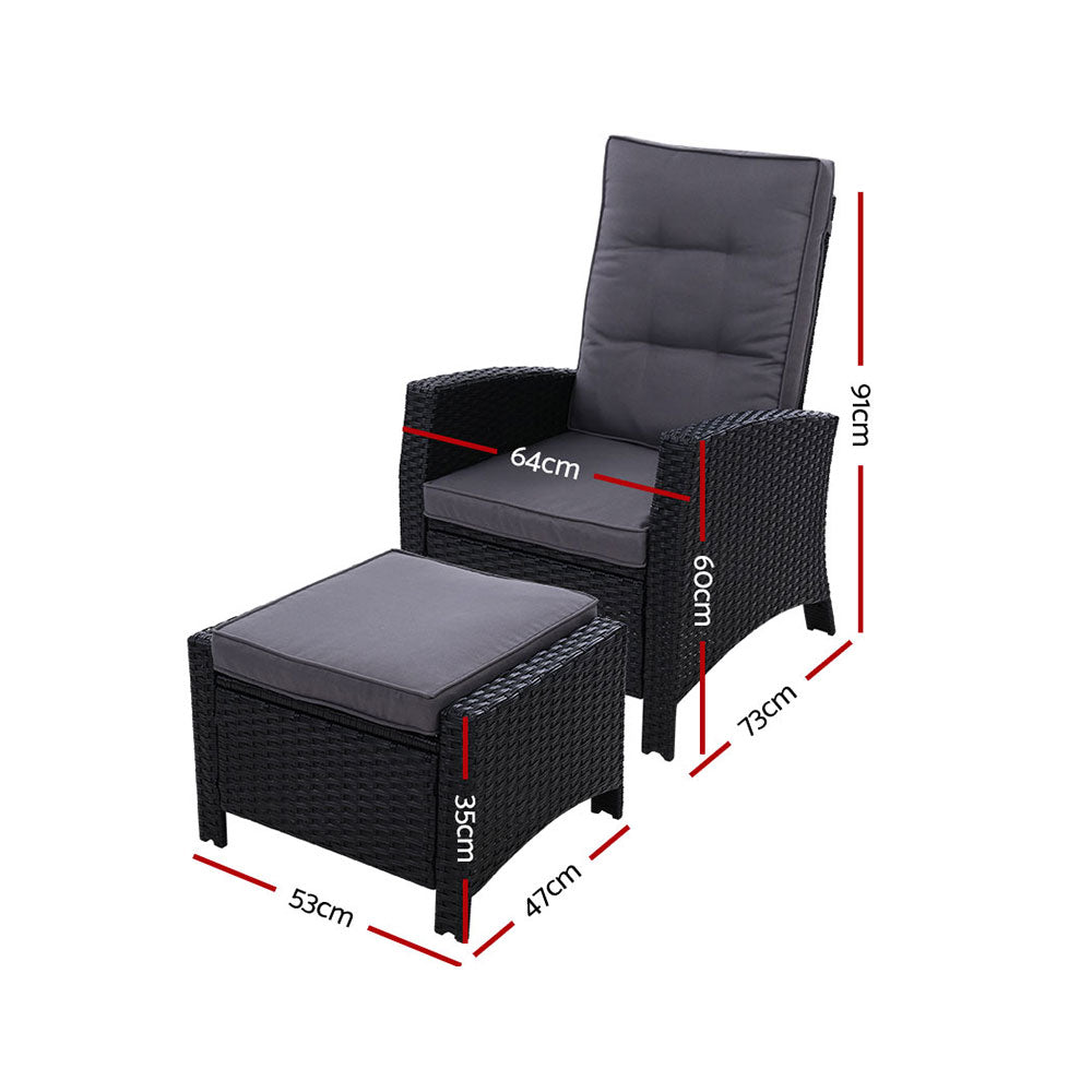 Halifax 4 Piece Recliner Set, Black