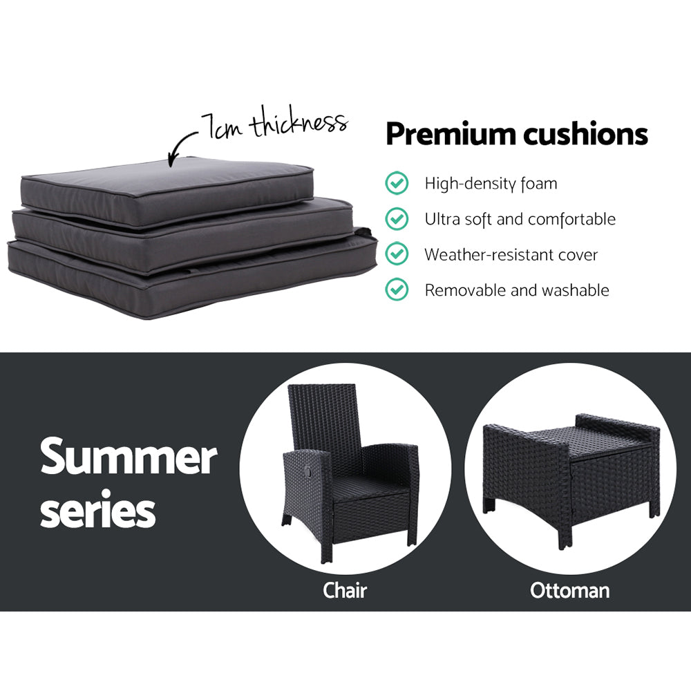Halifax 4 Piece Recliner Set, Black