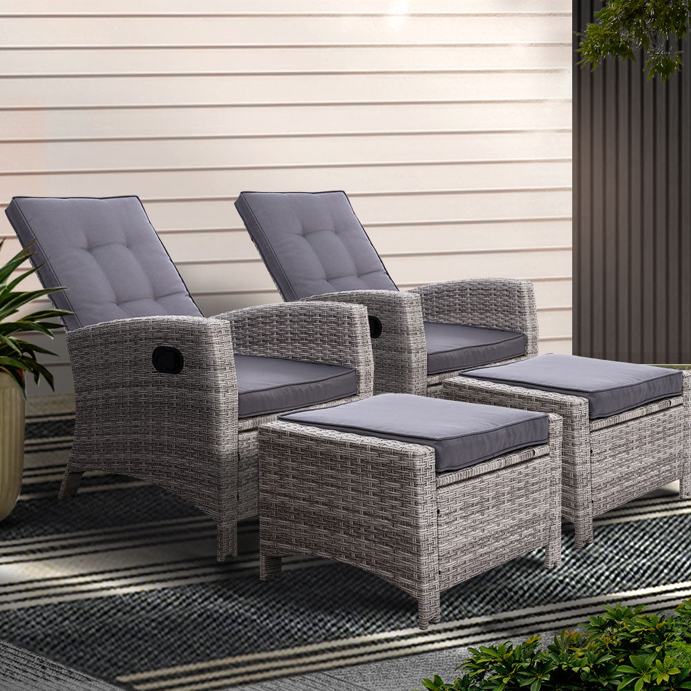 Halifax 4 Piece Recliner Set, Grey