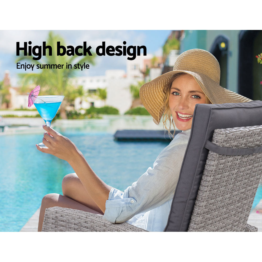Pelican Waters 3 Piece Outdoor Recliner Set, Grey