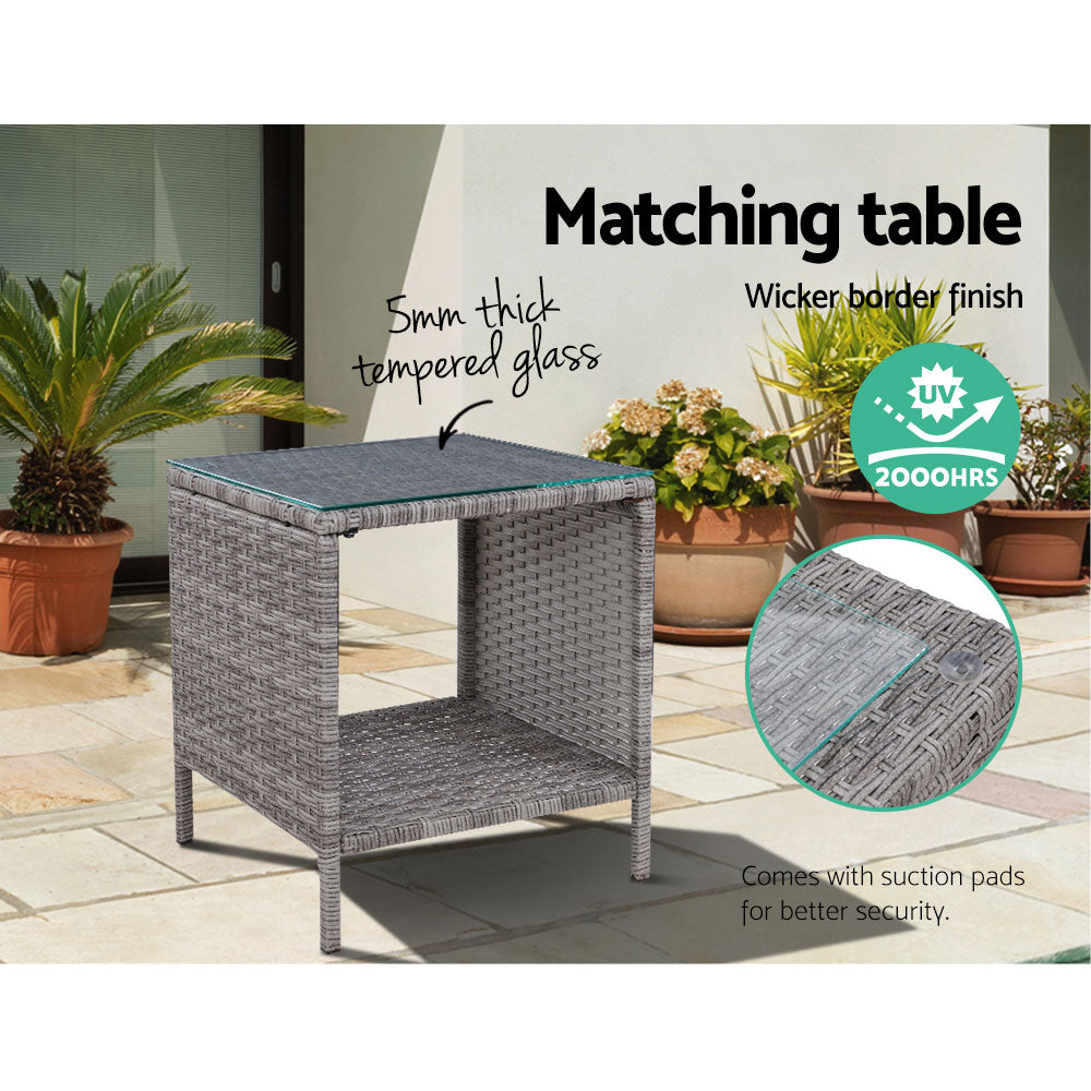 Pelican Waters 3 Piece Outdoor Recliner Set, Grey