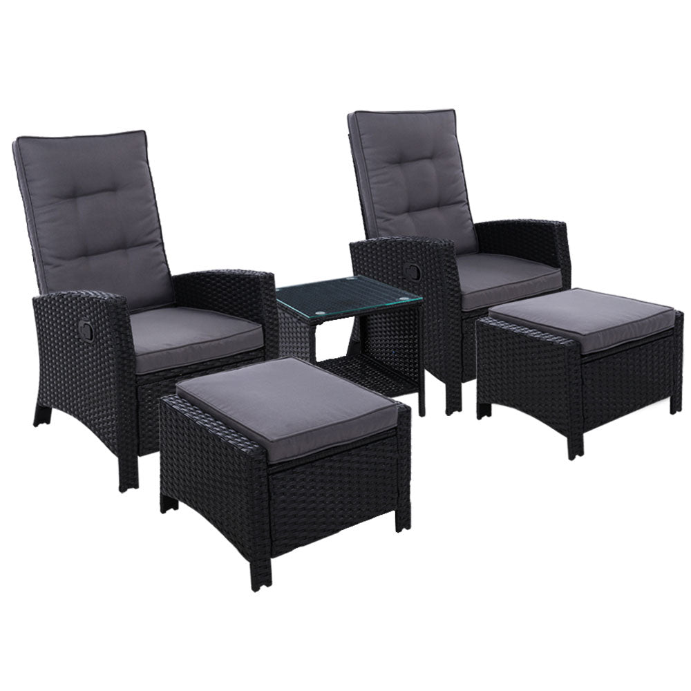 Birkdale 5 Piece Outdoor Lounge Set, Black