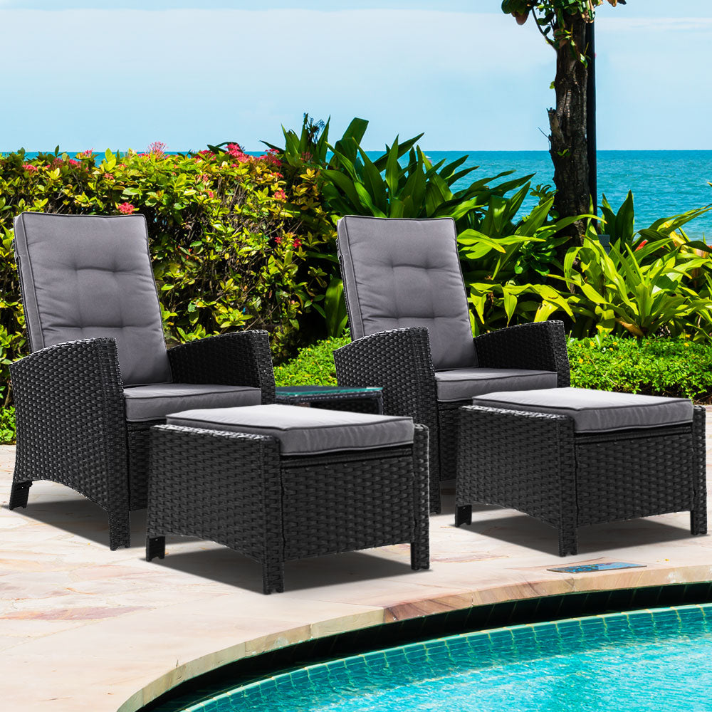 Birkdale 5 Piece Outdoor Lounge Set, Black