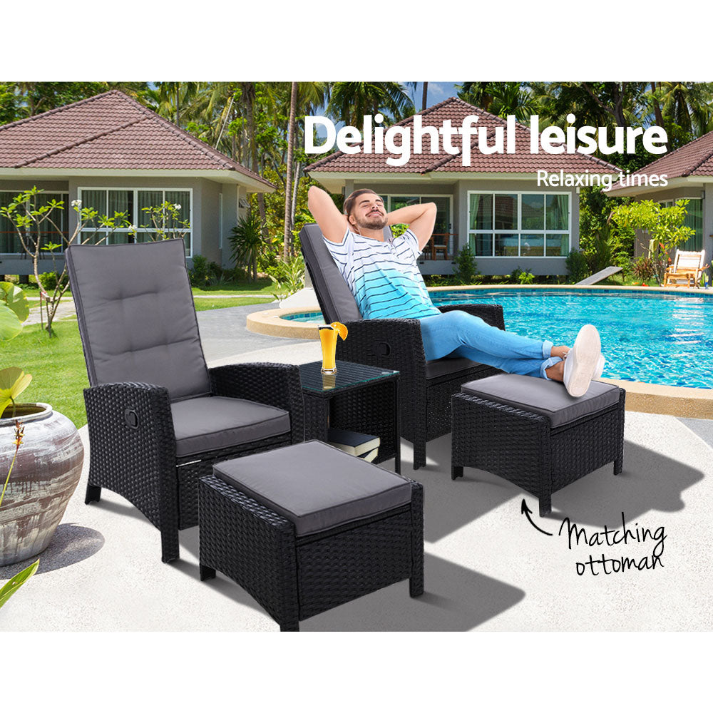 Birkdale 5 Piece Outdoor Lounge Set, Black