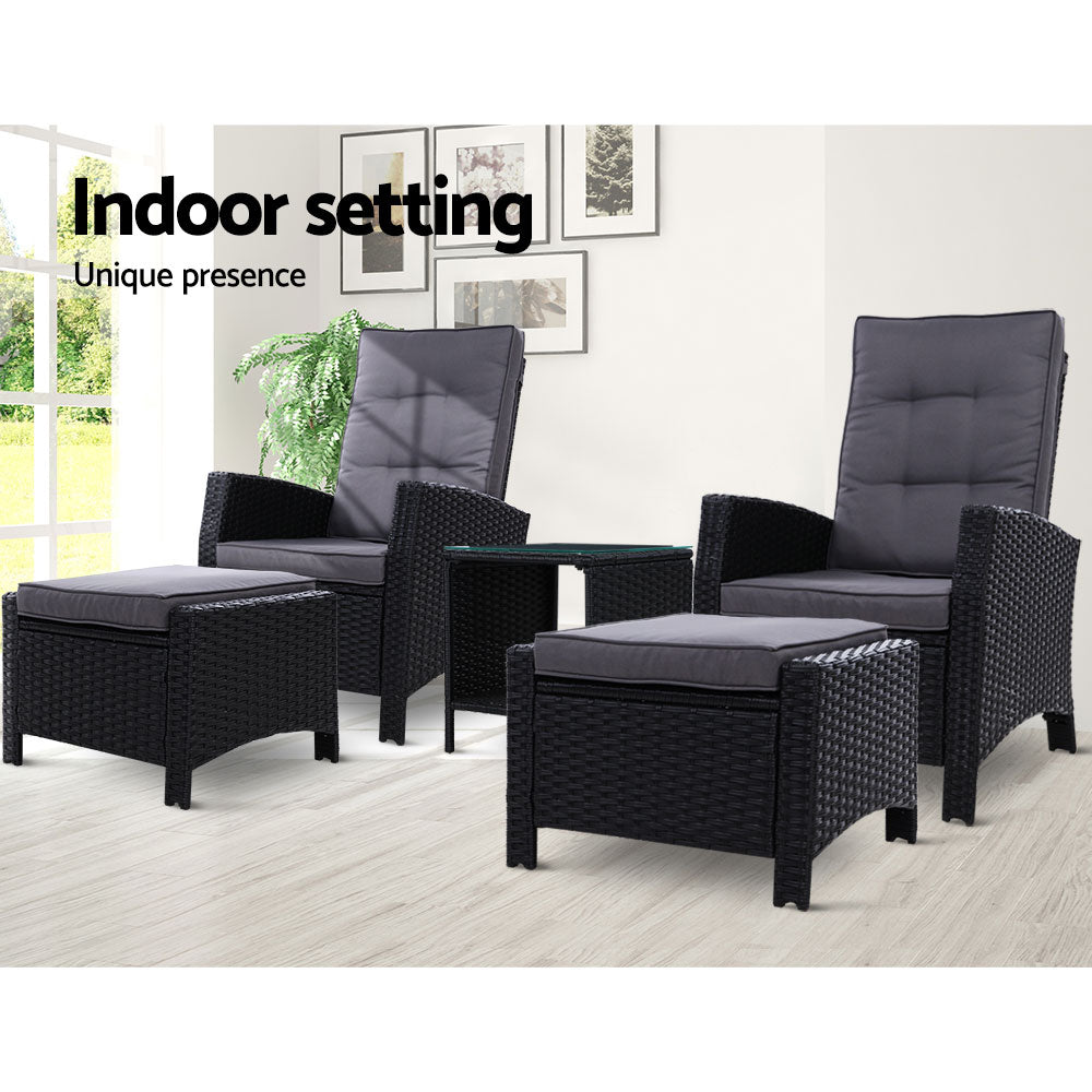 Birkdale 5 Piece Outdoor Lounge Set, Black