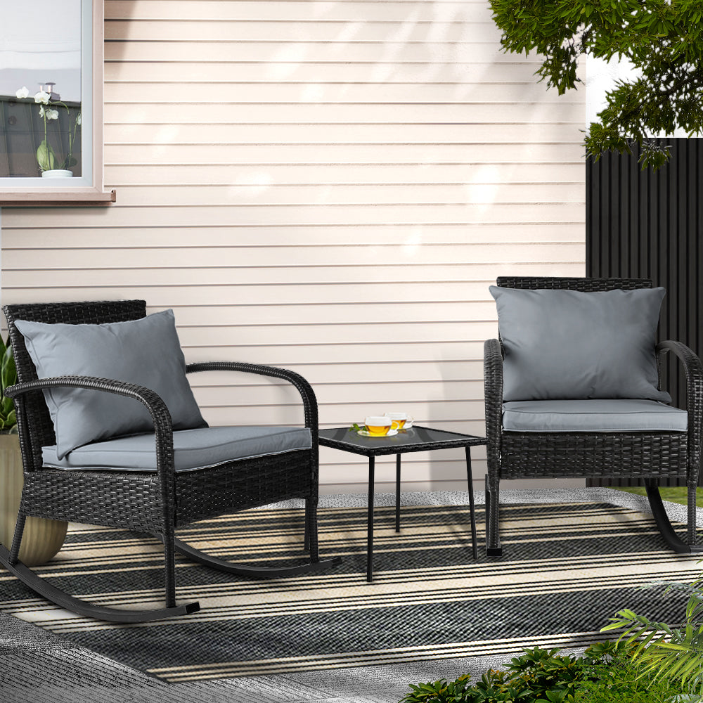Cleveland 3 Piece Outdoor Lounge Set, Black