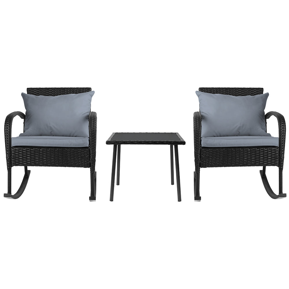 Cleveland 3 Piece Outdoor Lounge Set, Black