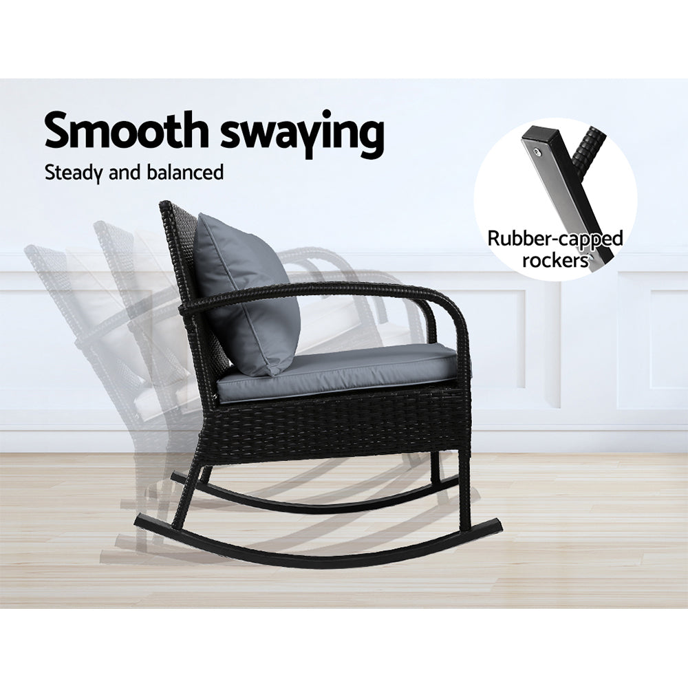 Cleveland 3 Piece Outdoor Lounge Set, Black