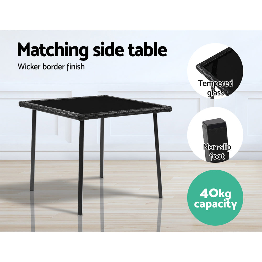 Cleveland 3 Piece Outdoor Lounge Set, Black
