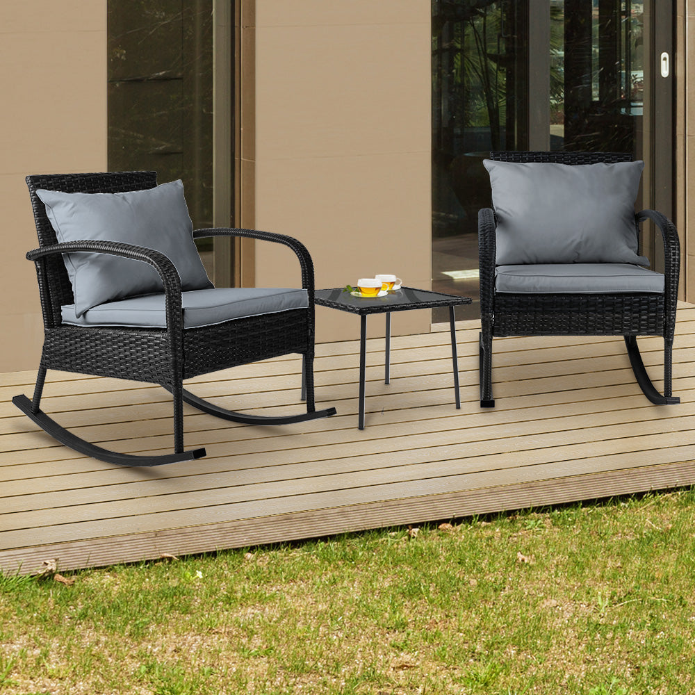 Cleveland 3 Piece Outdoor Lounge Set, Black
