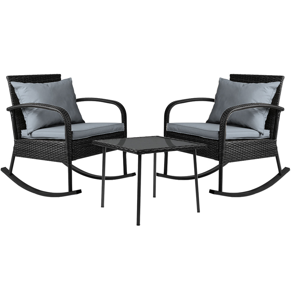 Cleveland 3 Piece Outdoor Lounge Set, Black