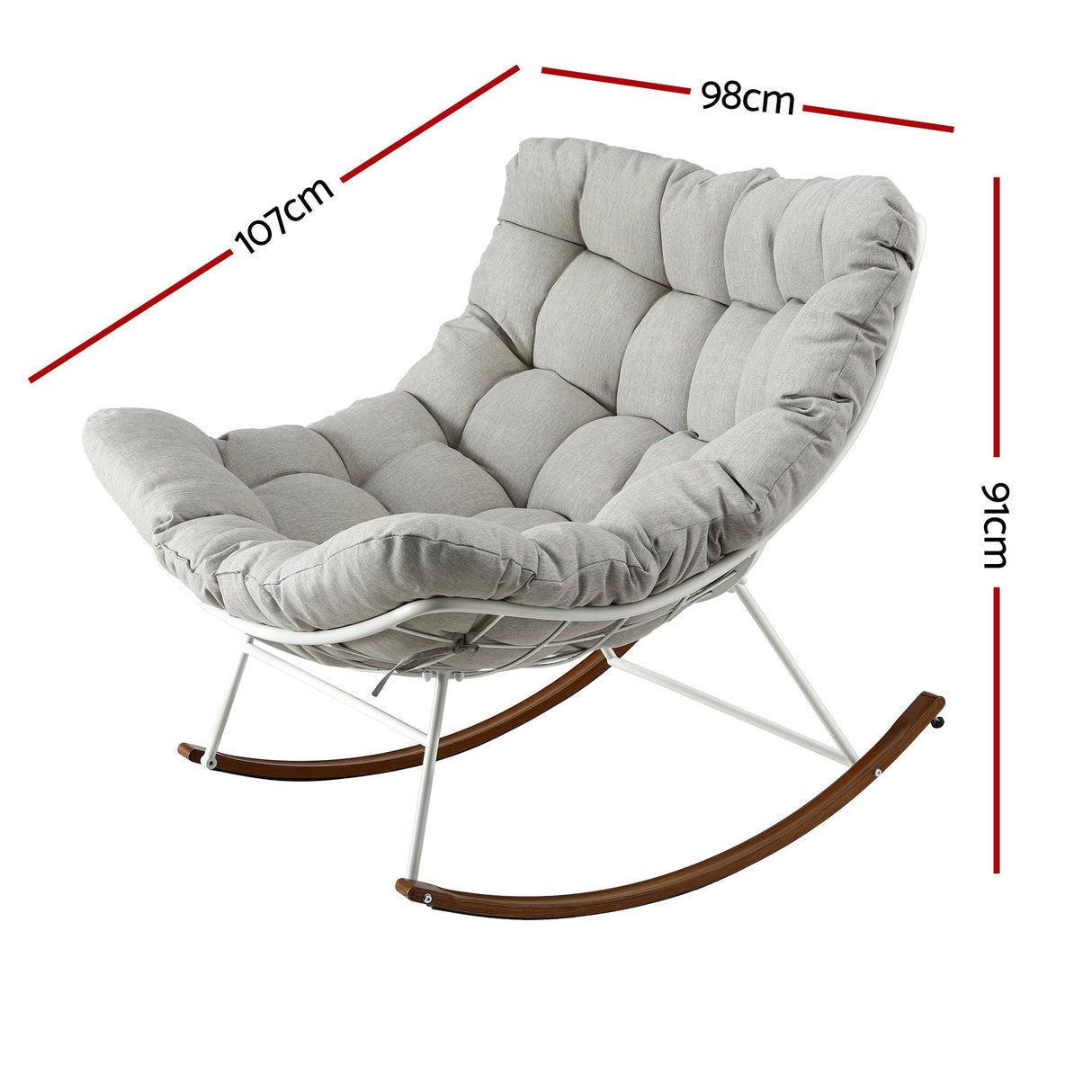 Avoca Papasan Rocking Chair, White, view 2