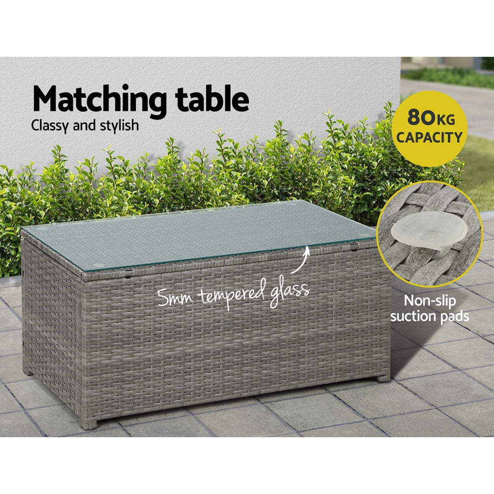Currumbin 4 Piece Outdoor Lounge Set, Grey Wicker