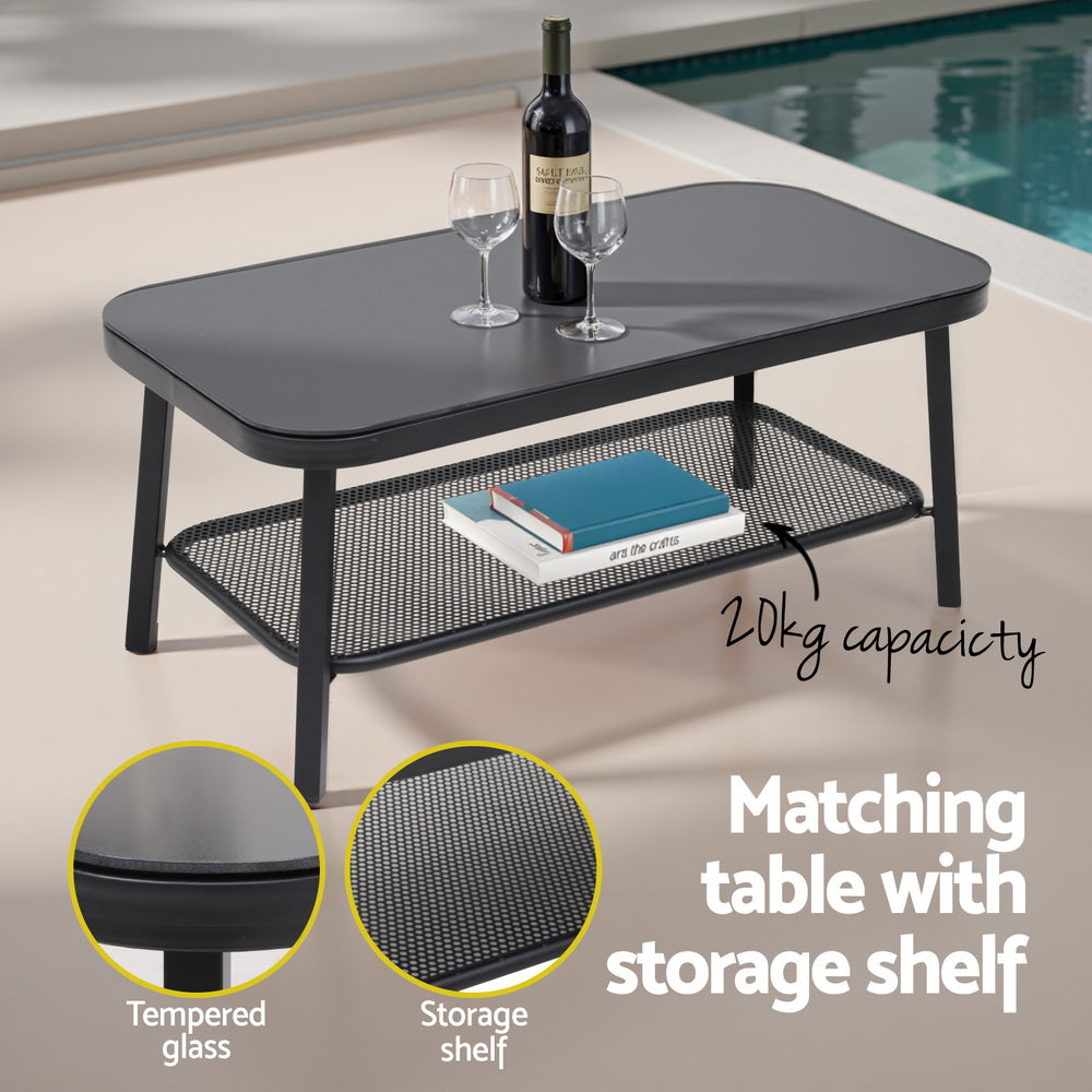 Tallebudgera 4 Piece Outdoor Lounge Set, Black Rope