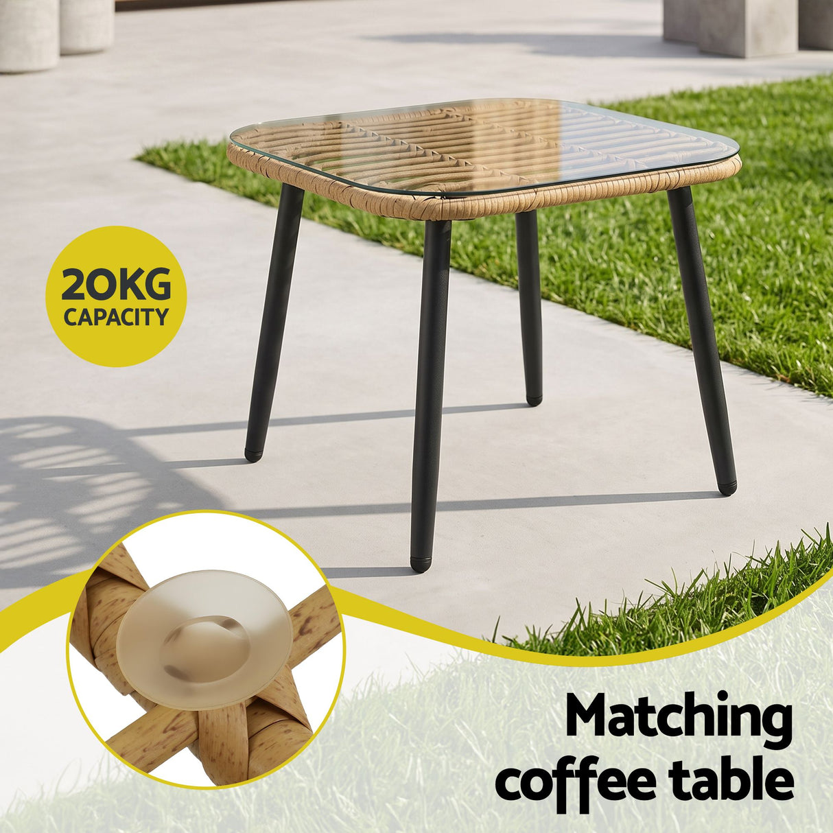 Nobby 4 Piece Outdoor Modular Lounge, Beige Rattan