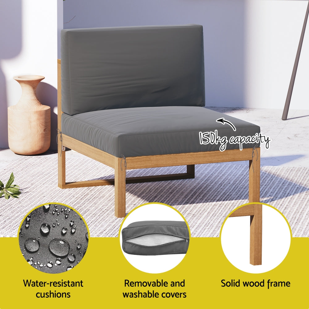 Main Beach 5 Piece Outdoor Lounge Set, Natural Timber