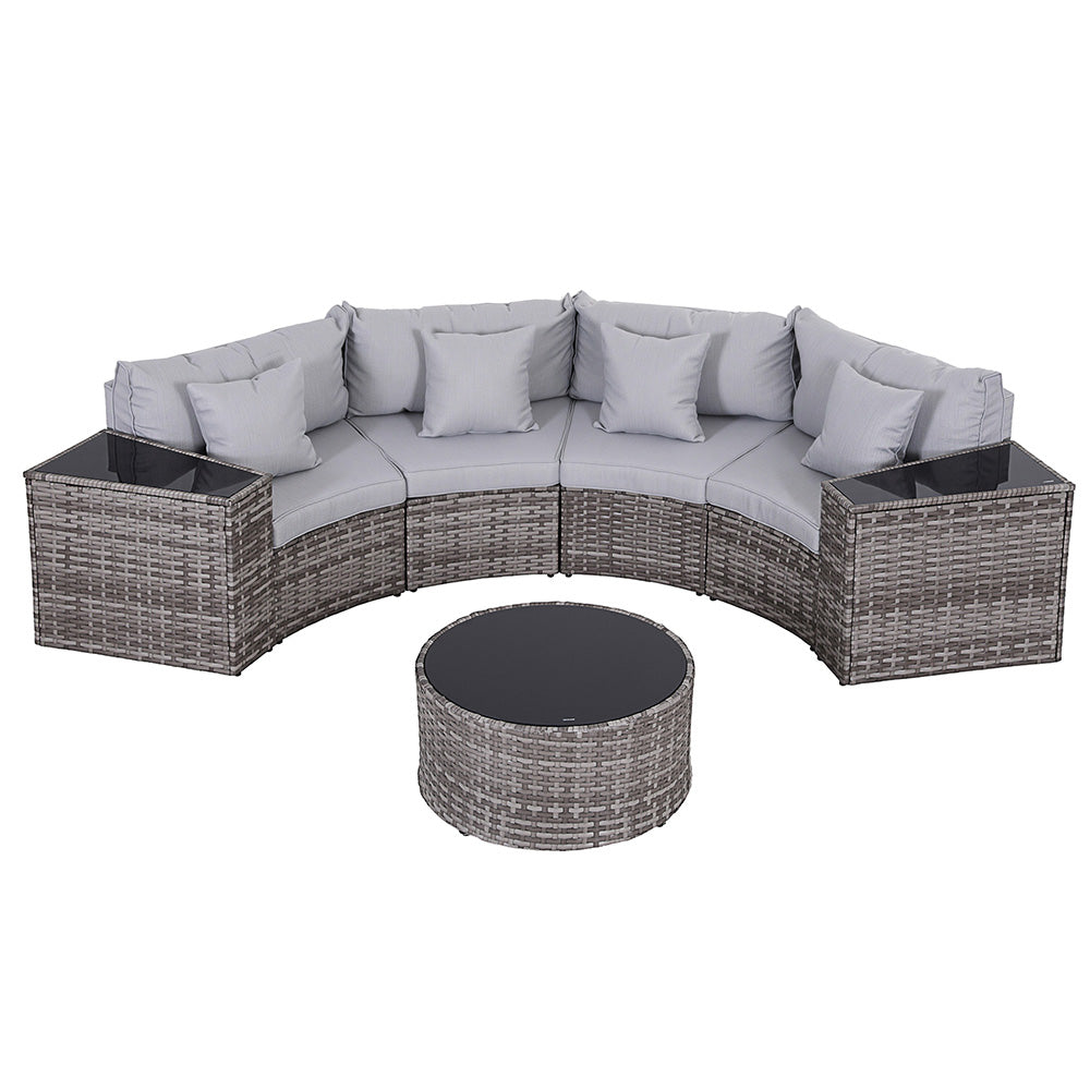 Surfers 7 Piece Outdoor Lounge Set, Grey Rattan