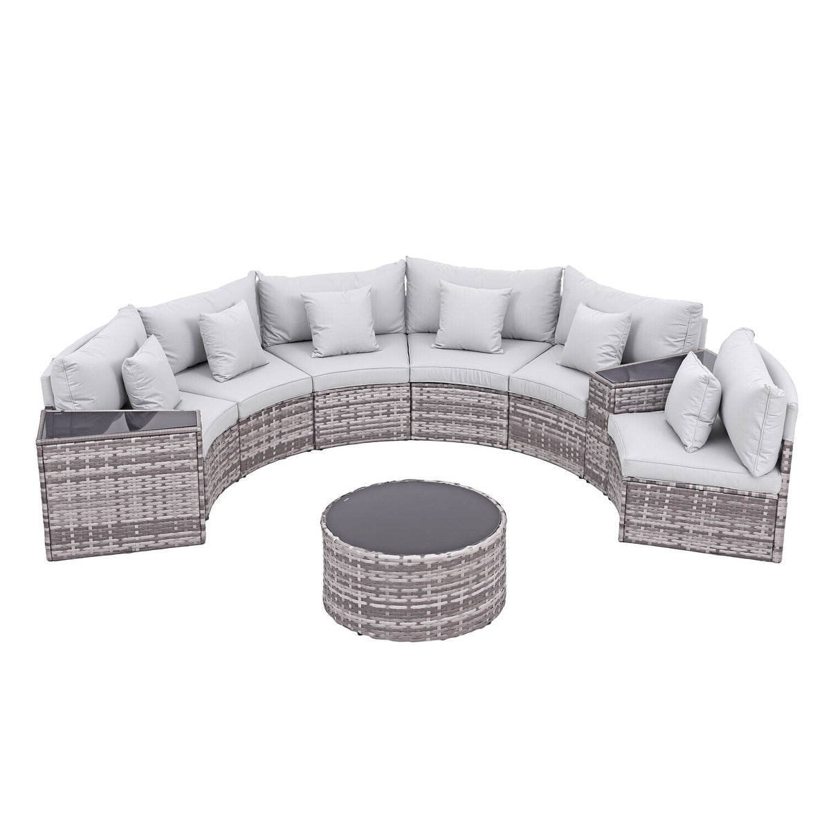 Southport 9 Piece Outdoor Lounge Set, Grey Rattan