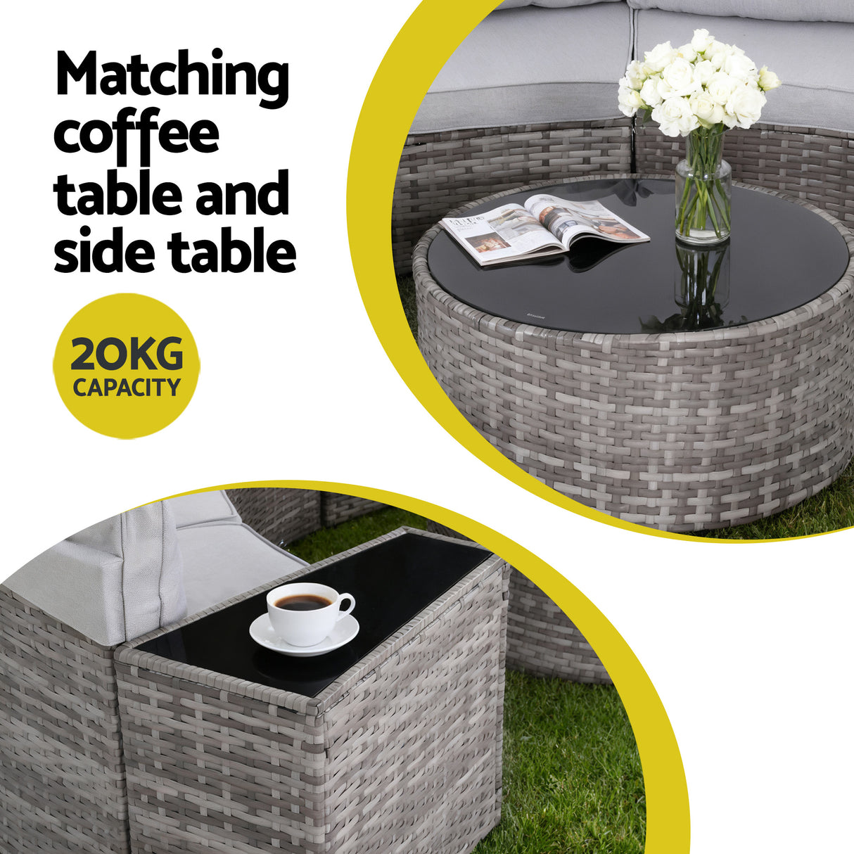 Southport 9 Piece Outdoor Lounge Set, Grey Rattan